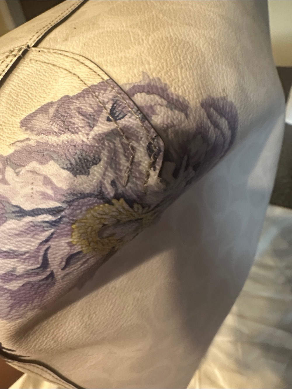 Coach Kaffe Canvas Tote with Lavender Floral Print 5698 - Picture 8 of 13